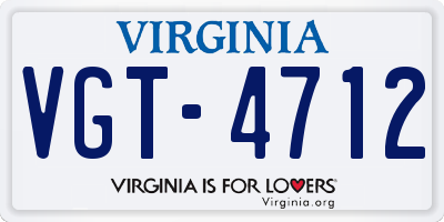VA license plate VGT4712