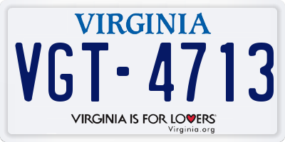 VA license plate VGT4713