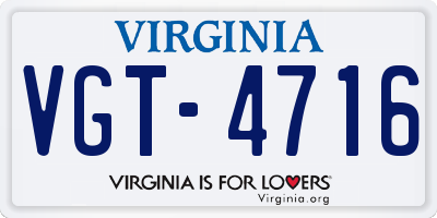 VA license plate VGT4716