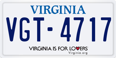 VA license plate VGT4717