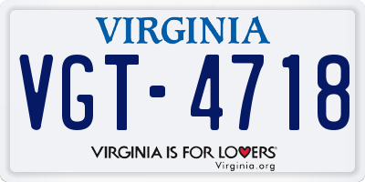 VA license plate VGT4718