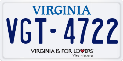 VA license plate VGT4722
