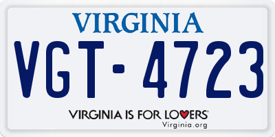 VA license plate VGT4723
