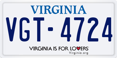VA license plate VGT4724