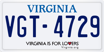 VA license plate VGT4729