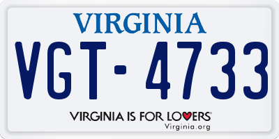 VA license plate VGT4733