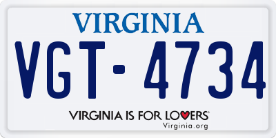 VA license plate VGT4734