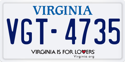 VA license plate VGT4735