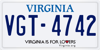 VA license plate VGT4742