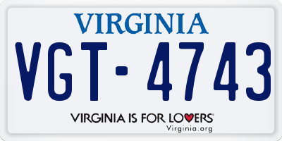 VA license plate VGT4743