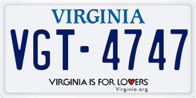 VA license plate VGT4747