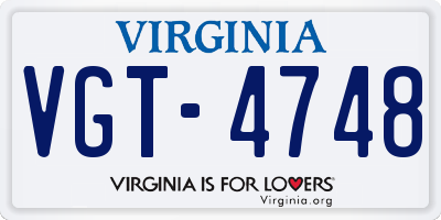 VA license plate VGT4748
