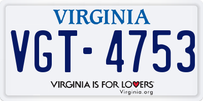 VA license plate VGT4753