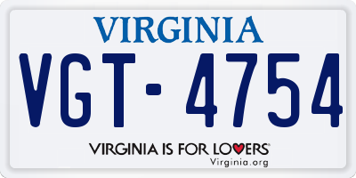 VA license plate VGT4754