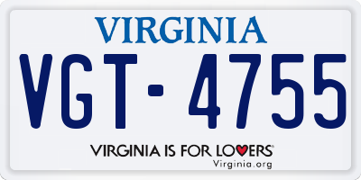 VA license plate VGT4755
