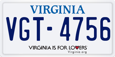 VA license plate VGT4756