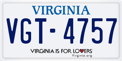 VA license plate VGT4757