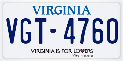 VA license plate VGT4760