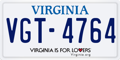 VA license plate VGT4764