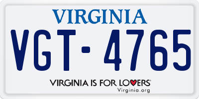 VA license plate VGT4765