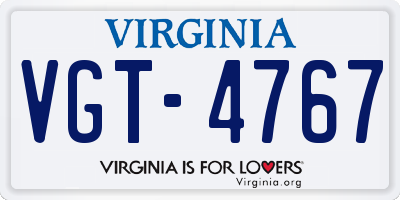 VA license plate VGT4767