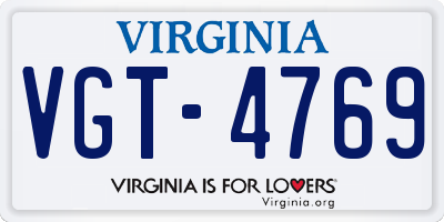 VA license plate VGT4769