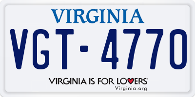 VA license plate VGT4770