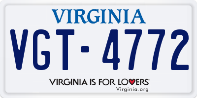 VA license plate VGT4772