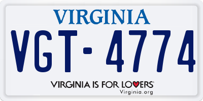 VA license plate VGT4774