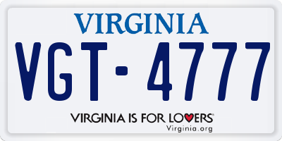 VA license plate VGT4777