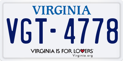VA license plate VGT4778