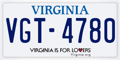 VA license plate VGT4780