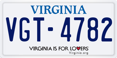 VA license plate VGT4782