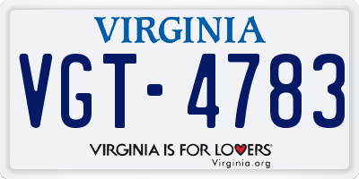 VA license plate VGT4783