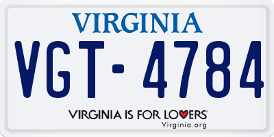 VA license plate VGT4784