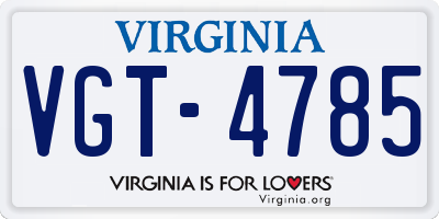 VA license plate VGT4785