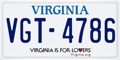 VA license plate VGT4786