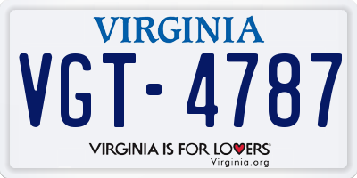 VA license plate VGT4787