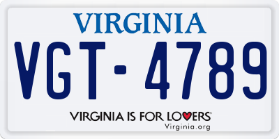 VA license plate VGT4789