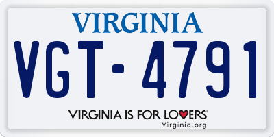 VA license plate VGT4791