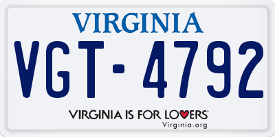 VA license plate VGT4792