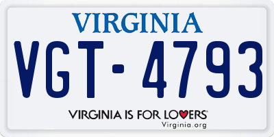 VA license plate VGT4793