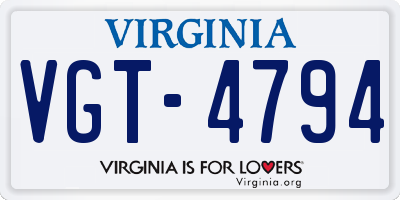 VA license plate VGT4794