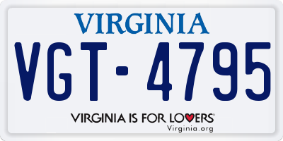 VA license plate VGT4795