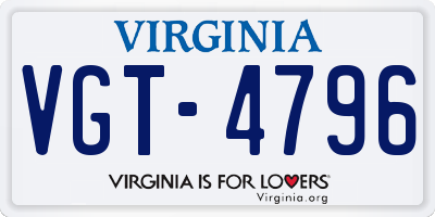 VA license plate VGT4796