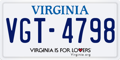 VA license plate VGT4798