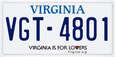 VA license plate VGT4801