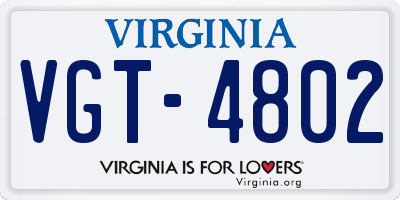 VA license plate VGT4802