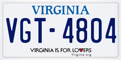 VA license plate VGT4804
