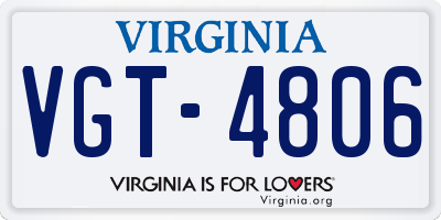 VA license plate VGT4806